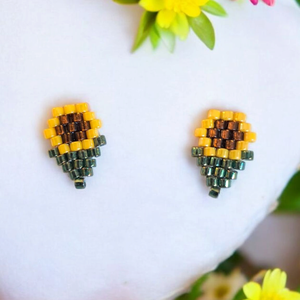 Cercei Mini Sunflower , Bijuterii, Cercei, Cercei si ornamente pentru urechi, Cusatura, ARTYNOS
