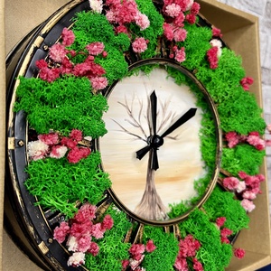 Ceas cu licheni naturali, Casa & Stil de viata, Accesorii pentru decorat casa, Decoratiuni de pereti, decoratiuni suspendate, Ceasuri de perete, Pictura, Altele, ARTYNOS