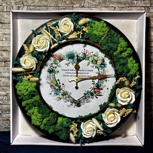 Ceas cu licheni, Casa & Stil de viata, Accesorii pentru decorat casa, Decoratiuni de pereti, decoratiuni suspendate, Ceasuri de perete, Altele, ARTYNOS