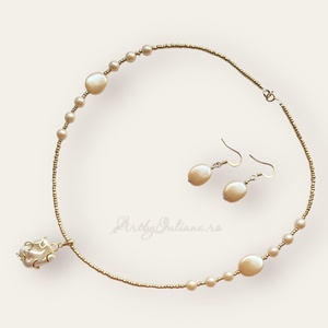 Set handmade argint 925 aurit Perla captiva - Artynos.ro
