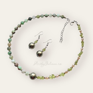 Set handmade cu crisopraz si olivina Verde dulce - Artynos.ro