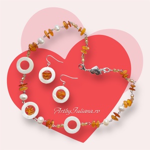 Set handmade Chihlimbar si perle - Artynos.ro