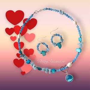 Set handmade argint 925 si acvamarin Marea mediterana - Artynos.ro