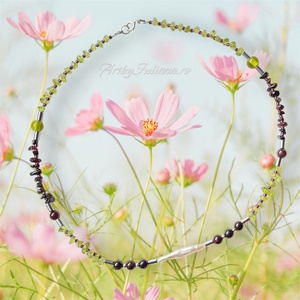 Colier handmade cu pietre semipretioase si argint Flori de primavara - Artynos.ro