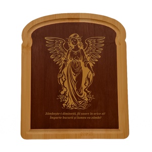 Tablou, gravat, cu mesaj, lemn, natur, maro, 23x20x1cm, Casa & Stil de viata, Accesorii pentru decorat casa, Decoratiuni de pereti, decoratiuni suspendate, Placa decorativ, Gravare, pirogravura, Prelucrarea lemnului, Tablou gravat, pe blat din lemn de bambus, decoratiune birou sau perete, cu mesajul:

"Zambeste-i d..., ARTYNOS