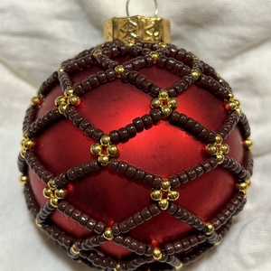 Glob de sticla decorat, Accesorii de Craciun, Decoratiuni de Craciun de casa, Decoratiuni pentru pomul de Craciun, Impletituri, broderie cu margele, ARTYNOS