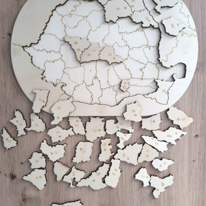 Harta Puzzle Romania din lemn , Jucarii si echipamente pentru copii, Jocuri de gandire, Jocuri educative, Gravare, pirogravura, Prelucrarea lemnului, ARTYNOS