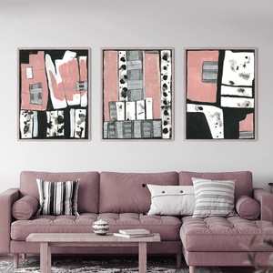 Set 3 Picturi abstracte acrilic pe hartie set 3 picturi pentru living room arta originala decoratiune interioara cadou, Arte vizuale si accesorii , Picturi, Pictura acrilica, Pictura, ARTYNOS