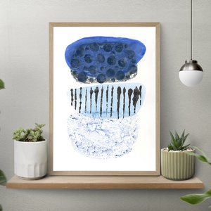 Print Acuarela pe hartie acuarela cadou inedit print abstract albastru decoratiune interioara design interior poster alb, Casa & Stil de viata, Accesorii pentru decorat casa, Picturi murale, Postere, Fotografie, grafica, desen, ilustratie, Pictura, ARTYNOS