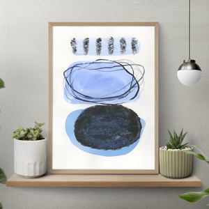Print Acuarela pe hartie acuarela cadou inedit print abstract albastru decoratiune interioara design interior poster alb, Casa & Stil de viata, Accesorii pentru decorat casa, Picturi murale, Postere, Fotografie, grafica, desen, ilustratie, Pictura, ARTYNOS