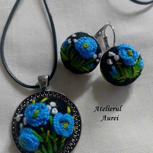Set bijuterii cu broderie manuala, Bijuterii, Seturi de bijuterii, Broderie, ARTYNOS
