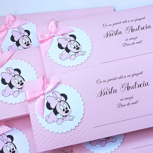 Plicuri dar botez fetite, baby Minnie roz - Artynos.ro