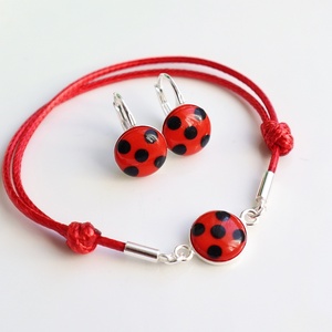 Set cadou Ladybug cercei si bratara, Bijuterii, Seturi de bijuterii, Confectionarea bijuteriilor, ARTYNOS