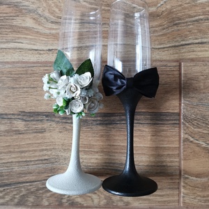 Pahare miri, Accesorii nunta, Materiale decor pentru nunta, Accesorii pentru servire nunta, Aranjament de flori, Arta de sticla, ARTYNOS