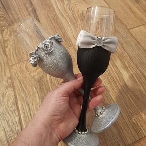 Set 2 pahare pentru nasi, Accesorii nunta, Materiale decor pentru nunta, Accesorii pentru servire nunta, Arta de sticla, ARTYNOS