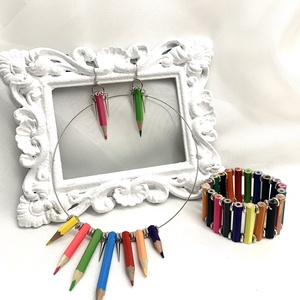Set bijuterii handmade unicat din creioane colorate 00567 - Artynos.ro