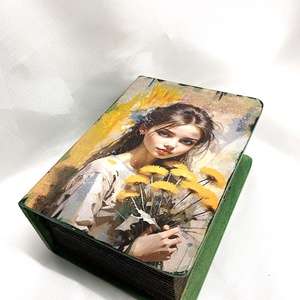 Cutie lemn- caseta de bijuterii decorata manual - Artynos.ro