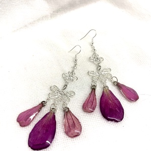 cercei handmade unicat din rasina si flori naturale 00092 - Artynos.ro