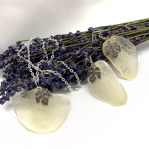 set bijuterii handmade unicat din rasina si flori naturale 00568 - Artynos.ro