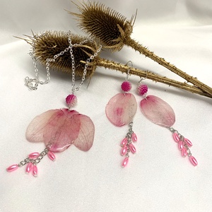 set bijuterii handmade unicat din rasina si flori naturale 00569 - Artynos.ro