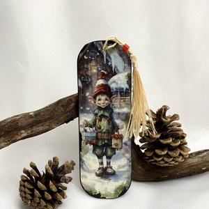 semn de carte din lemn-decorat manual 00605, Carti si creatii cu tematica muzicala, cadouri, Semn de carte, Decoupage, transfer si tehnici servetel, ARTYNOS