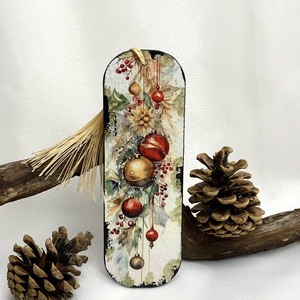 semn de carte din lemn-decorat manual 00606, Carti si creatii cu tematica muzicala, cadouri, Semn de carte, Decoupage, transfer si tehnici servetel, ARTYNOS