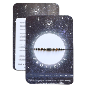 Bratara energetica mix cristale pentru protectie - turmalina neagra, onix, obsidian, ochi de tigru - argintiu, Bijuterii, Bratari, Bratara cu margele, Confectionarea bijuteriilor, ARTYNOS