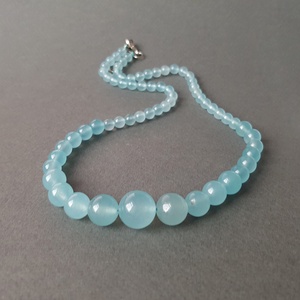 Colier cu Aquamarine Acvamarin Colier pietre semipretioase albastre colier margele turcoaz cadou sotie iubita - Artynos.ro
