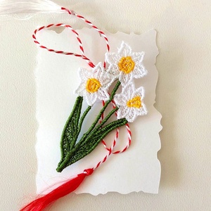 Martisor Narcisa Alba Brodata - Artynos.ro