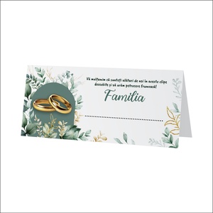 Plic de bani pentru nunta, model elegant cu verighete aurii si decor floral verde, mesaj de multumire, Accesorii nunta, Amintiri si cadouri de nunta, Cadou nunta, Plic de bani, card, Fotografie, grafica, desen, ilustratie, ARTYNOS
