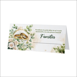 Plic de bani pentru nunta, model elegant cu verighete aurii, trandafiri albi, frunze verzi, mesaj de multumire, Accesorii nunta, Amintiri si cadouri de nunta, Cadou nunta, Plic de bani, card, Fotografie, grafica, desen, ilustratie, ARTYNOS