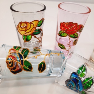 Pahare de votca/tequila pictate, Arte vizuale si accesorii , Picturi, Pictura pe sticla, Pictura, Arta de sticla, ARTYNOS