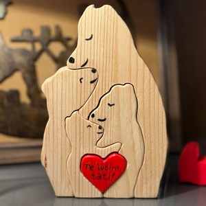 Decoratiune tip puzzle Ursuleti , Casa & Stil de viata, Accesorii pentru decorat casa, Decoratiuni de masa si decoratiuni pentru rafturi , Decoratiuni de masa, Prelucrarea lemnului, ARTYNOS