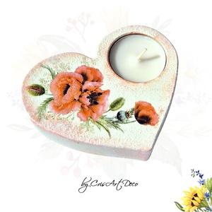Suport decorativ pentru lumanare - buchet maci 144233, Casa & Stil de viata, Lumanari, parfumuri, arome, Suport lumanari, Decoupage, transfer si tehnici servetel, Pictura, ARTYNOS