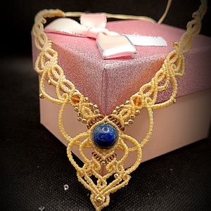 Colier Micro Macrame Piatra Semipretioasa Azurit - Artynos.ro