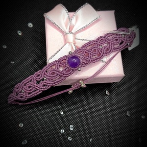 Bratara celtica micro macrame cu Ametist  - Artynos.ro