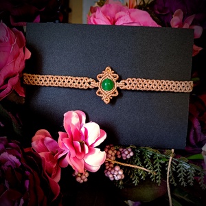 Colier choker macrame cu piatra semipretioasa Jad - Artynos.ro