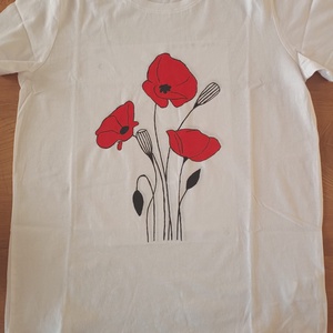 Tricou pictat manual - Maci, Imbracaminte si moda, Haine dama, Tricou si top de dama, Pictura, ARTYNOS
