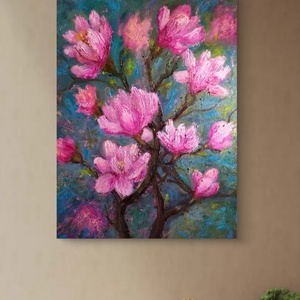 Pictura ulei Magnolii, Arte vizuale si accesorii , Picturi, Pictura in ulei, Pictura, ARTYNOS