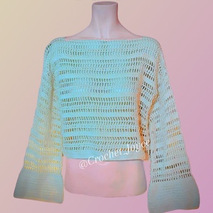 White Openwork Crochet Sweater , Imbracaminte si moda, Haine dama, Bluze dama, Crosetat, ARTYNOS