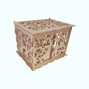 Cutie dar pentru plicuri de nunta, lemn, auriu, 30x24x22.5CM, Accesorii nunta, Amintiri si cadouri de nunta, Cutie dar nunta, Prelucrarea lemnului, ARTYNOS