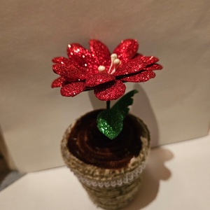 Floare Glitter - Handmade In Ghiveci , Casa & Stil de viata, Accesorii pentru decorat casa, Decoratiuni de masa si decoratiuni pentru rafturi , Decoratiuni de masa, Impletitura, Decoupage, transfer si tehnici servetel, ARTYNOS