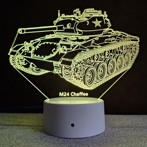 M24 Chaffee - lampa LED, Casa & Stil de viata, Lampi si corpuri de iluminat, Lampa de masa, Gravare, pirogravura, ARTYNOS