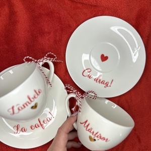 Set personalizat cana si farfurie, Casa & Stil de viata, Accesorii pentru echipamente de bucatarie, Accesorii de servire, Cesti cafea, set ceai, Decoupage, transfer si tehnici servetel, ARTYNOS