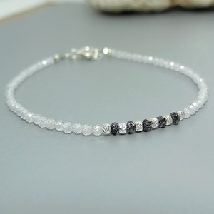 Bratara diamant negru brut si cubic zirconia cristal - Artynos.ro
