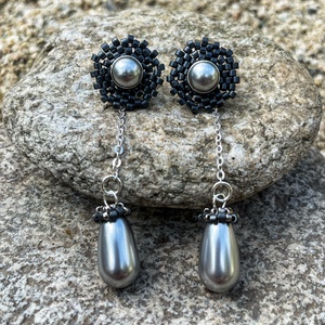 Cercei 'Misty haze' cu perle Swarovski si argint  - Artynos.ro
