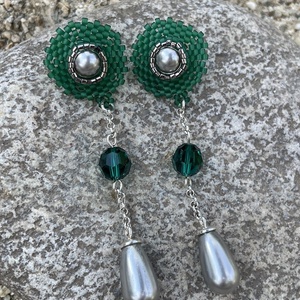 Cercei 'Emerald cascade' din argint si Swarovski - Artynos.ro