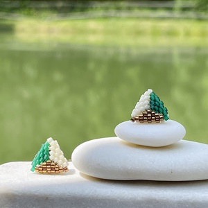 Cercei Champagne, Bijuterii, Cercei, Cercei si ornamente pentru urechi, Impletituri, broderie cu margele, Tesatura, ARTYNOS