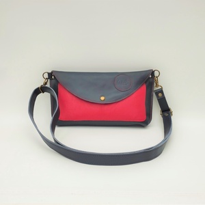 Geanta de umar si crossbody din piele rosu si albastru inchis Classica XS 004  - Artynos.ro