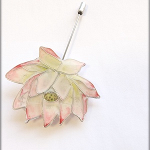 Brosa  Floare de Lotus Realizata Manual cu Tehnica Cloisonné, Bijuterii, Brosa, insigne, Insigne, Confectionarea bijuteriilor, ARTYNOS
